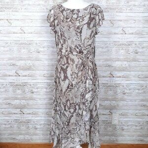 Vince Camuto Flutter Sleeve Dress Sz 10 Animal Print Ruffle 455